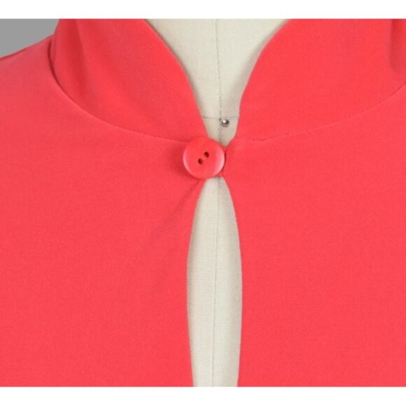 SYMPLI CORAL PINK DOUBLE OVER KEYHOLE SLEEVELESS TOP - Picture 3 of 7